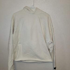 YOUNGLA Cream Cropped Hoodie Sweatshirt Oversized Size Small